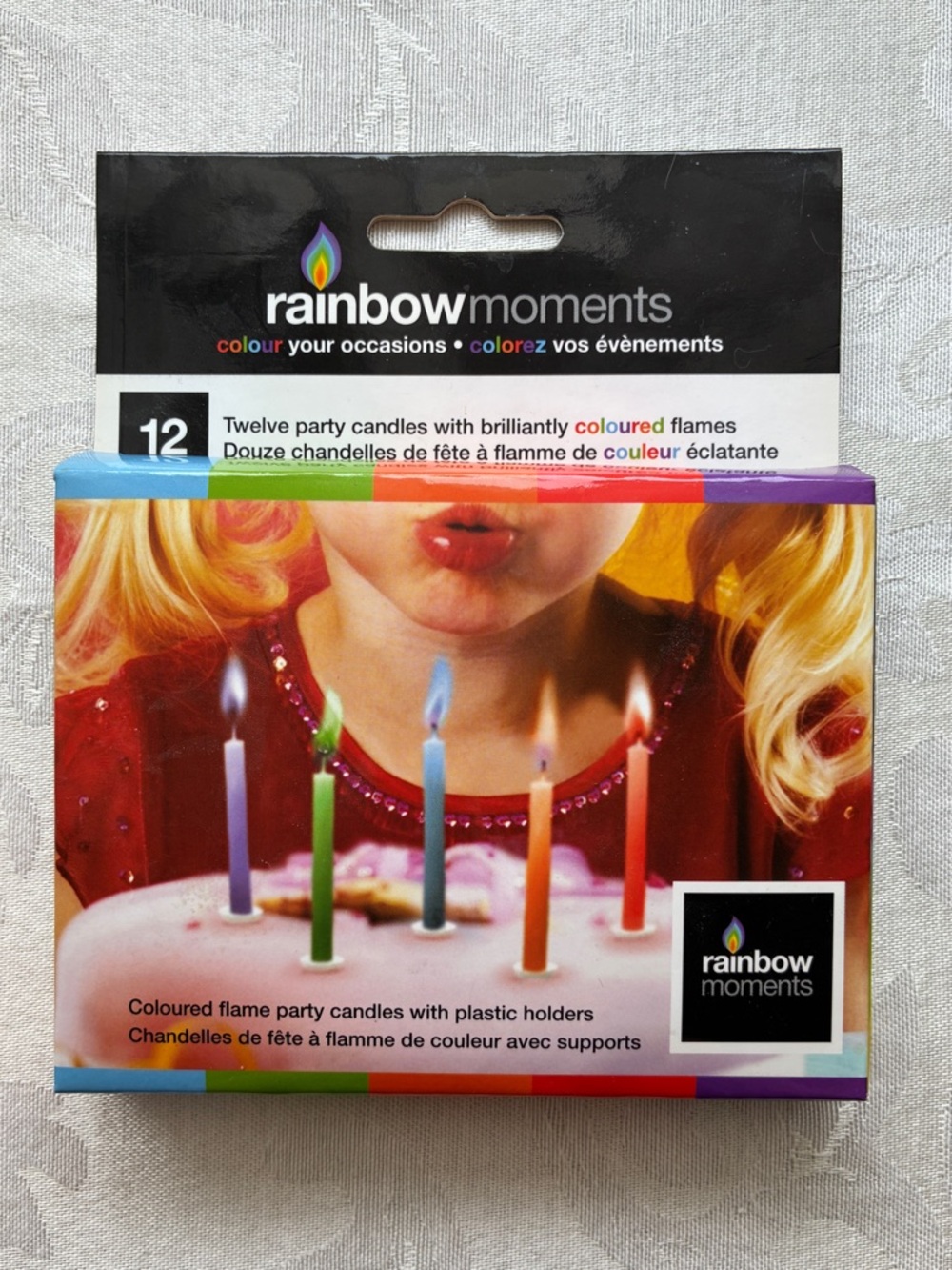 NIB Rainbow Moments Colored Flame Party Candles Set of 12
